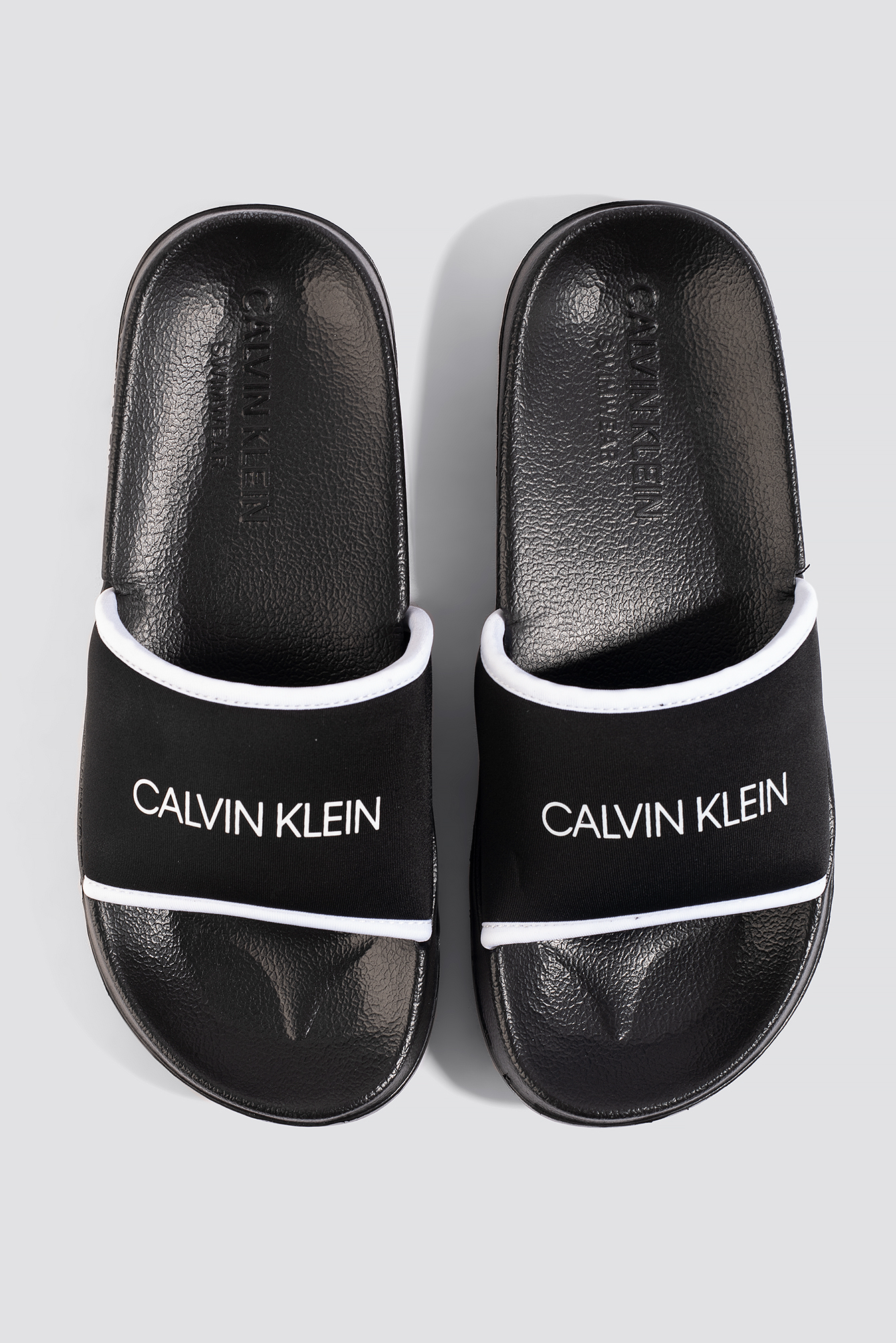 black calvin klein slides