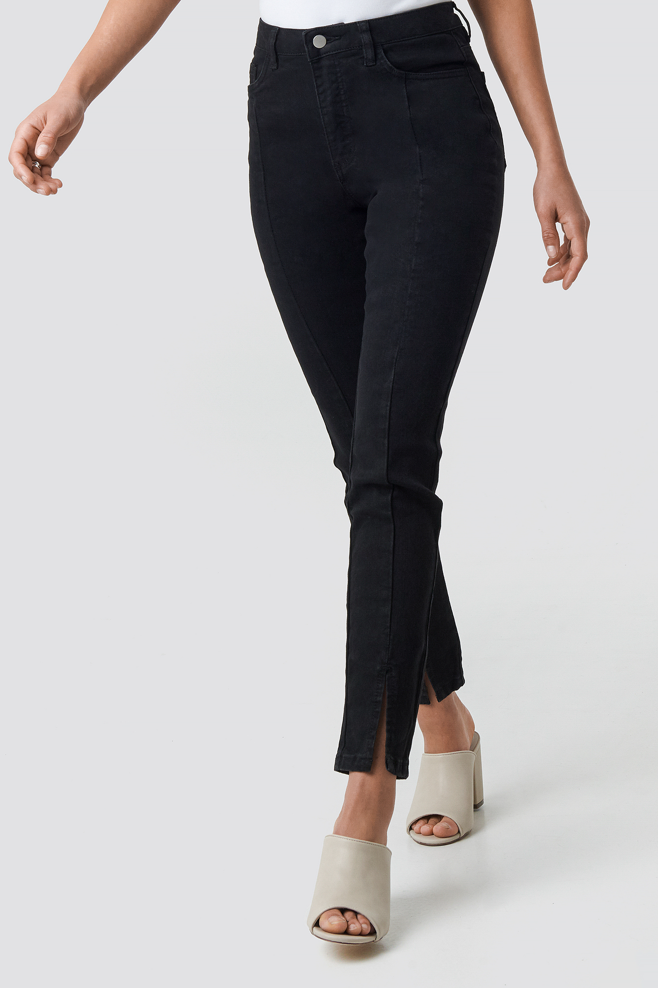 black slit jeans