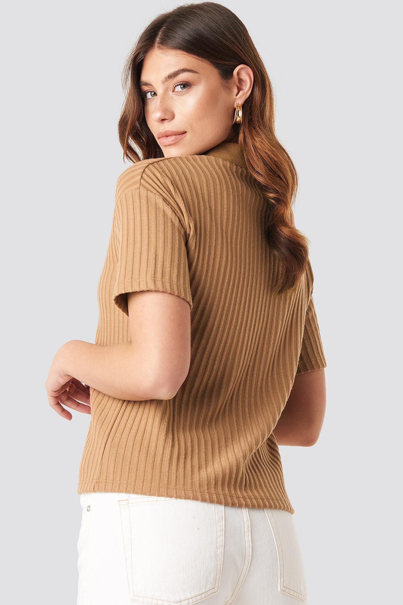 tan short sleeve sweater