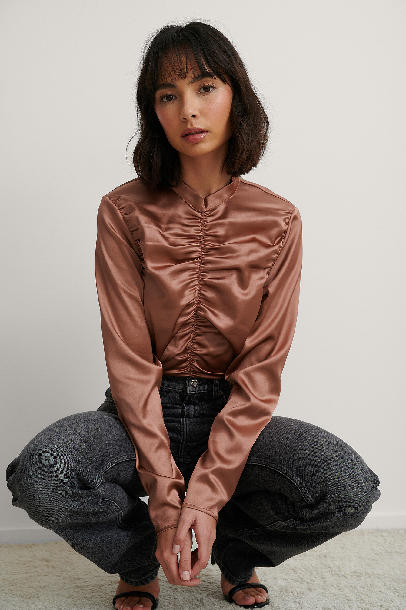 rose satin blouse