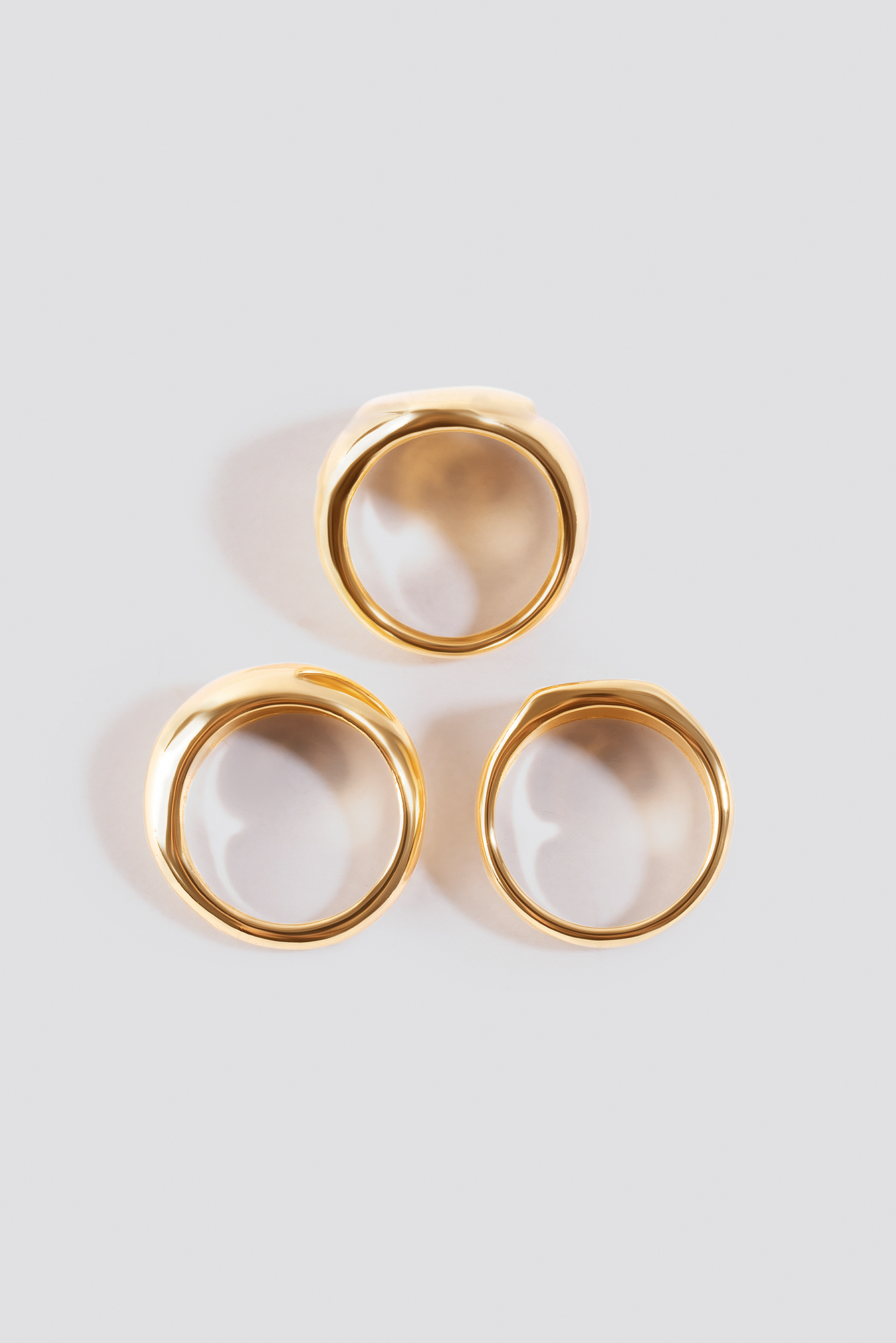 Three-Pack Chunky Signet Rings Gold