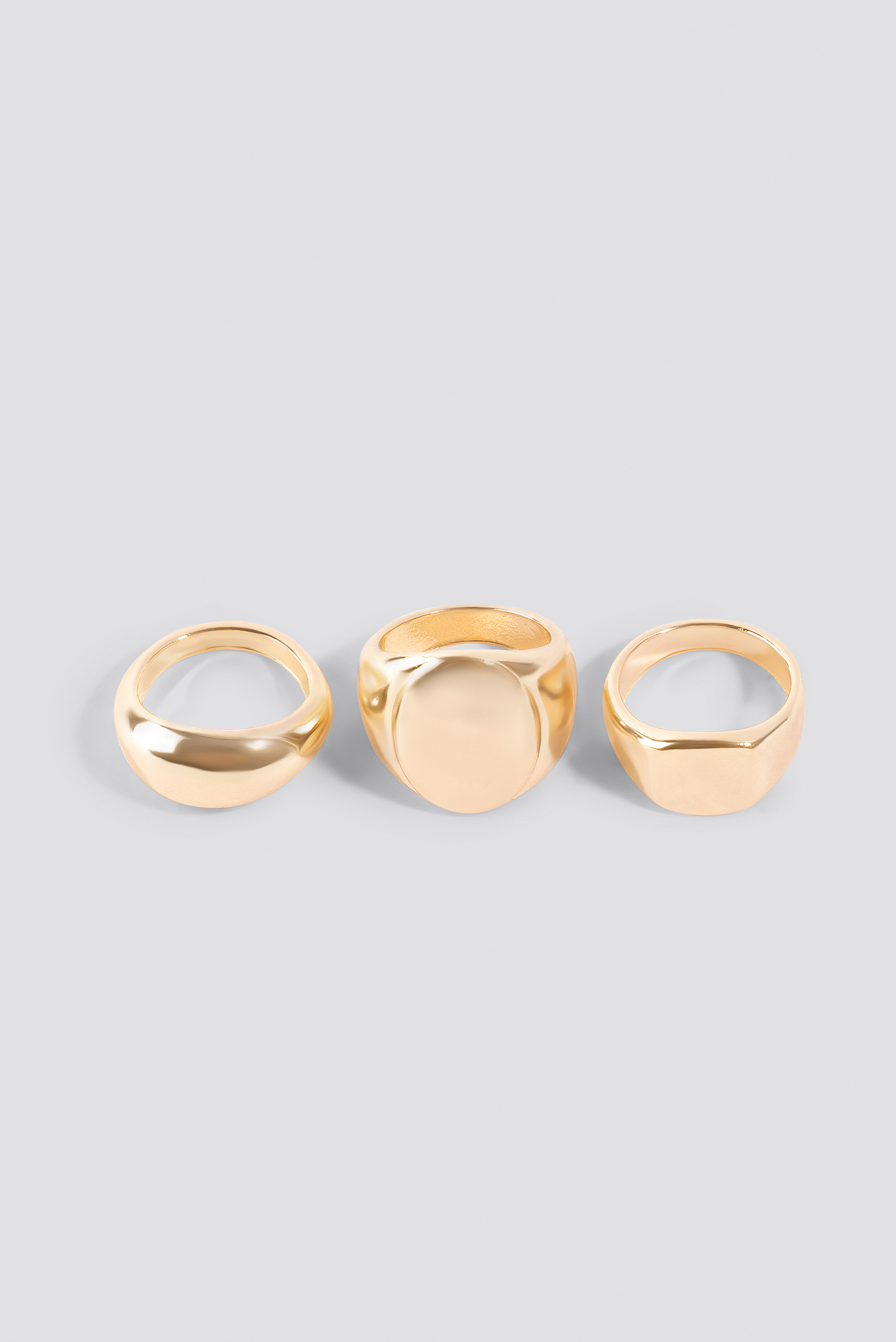 Three-Pack Chunky Signet Rings Gold