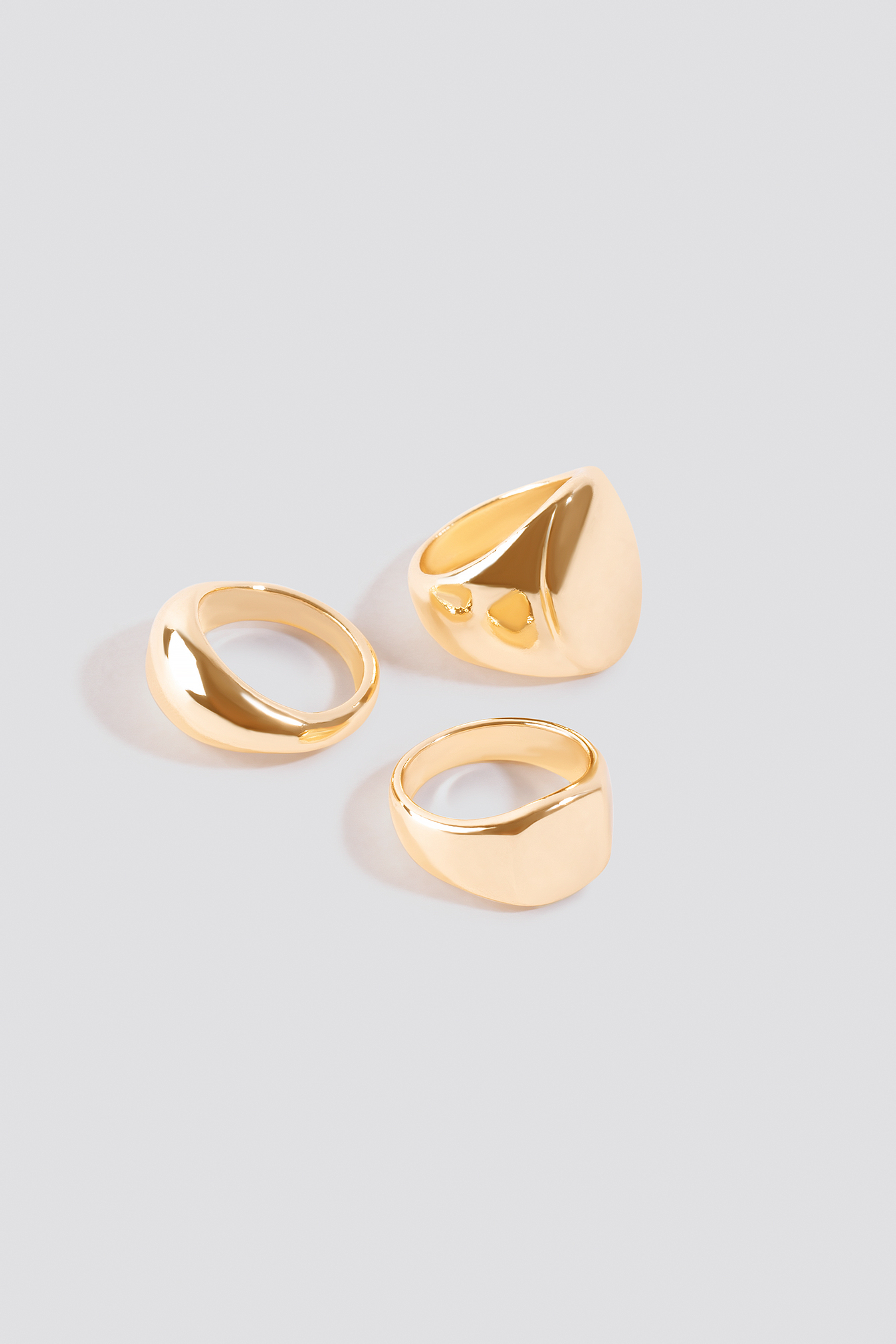 Three-Pack Chunky Signet Rings Gold