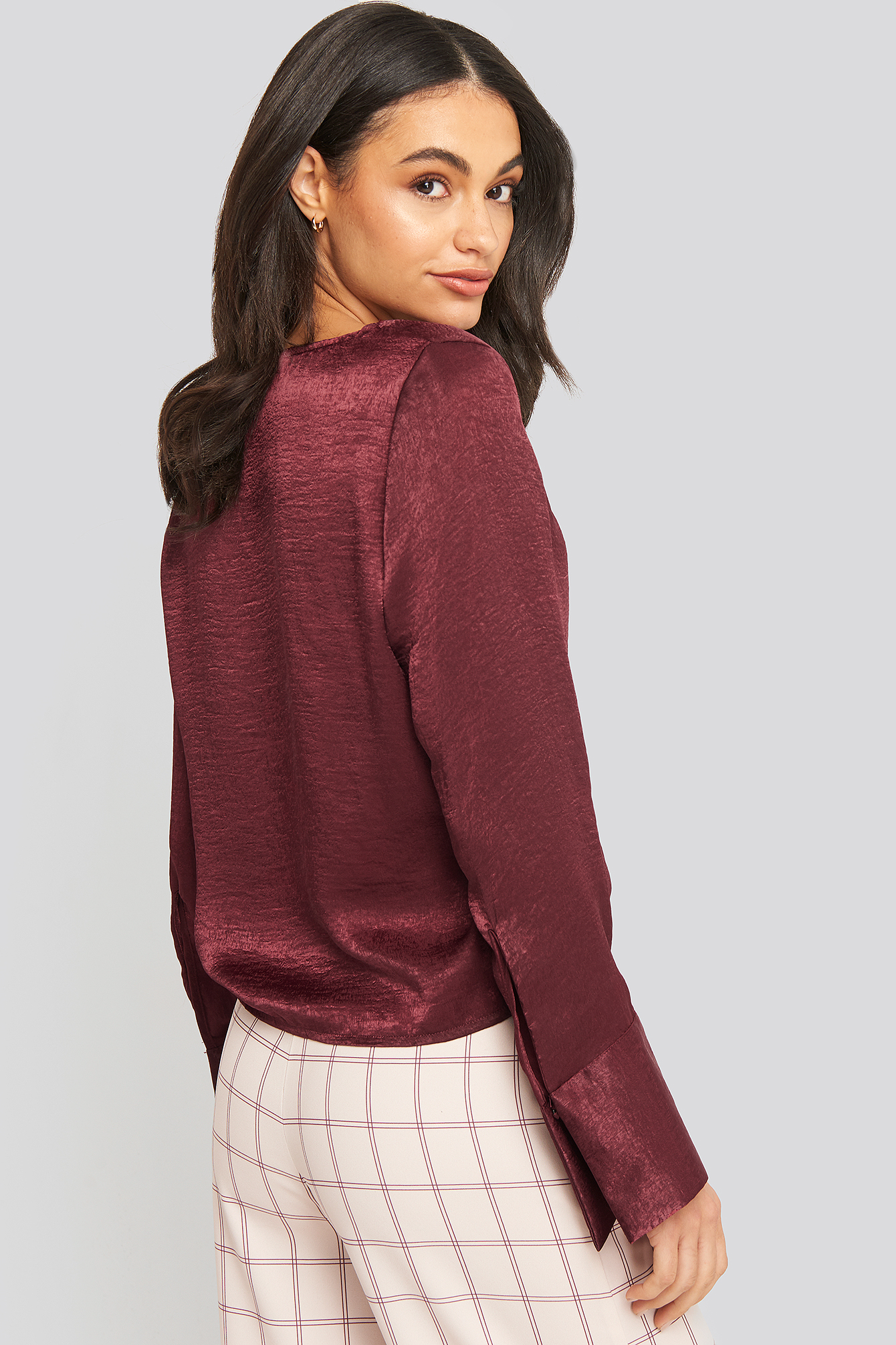 burgundy satin blouse