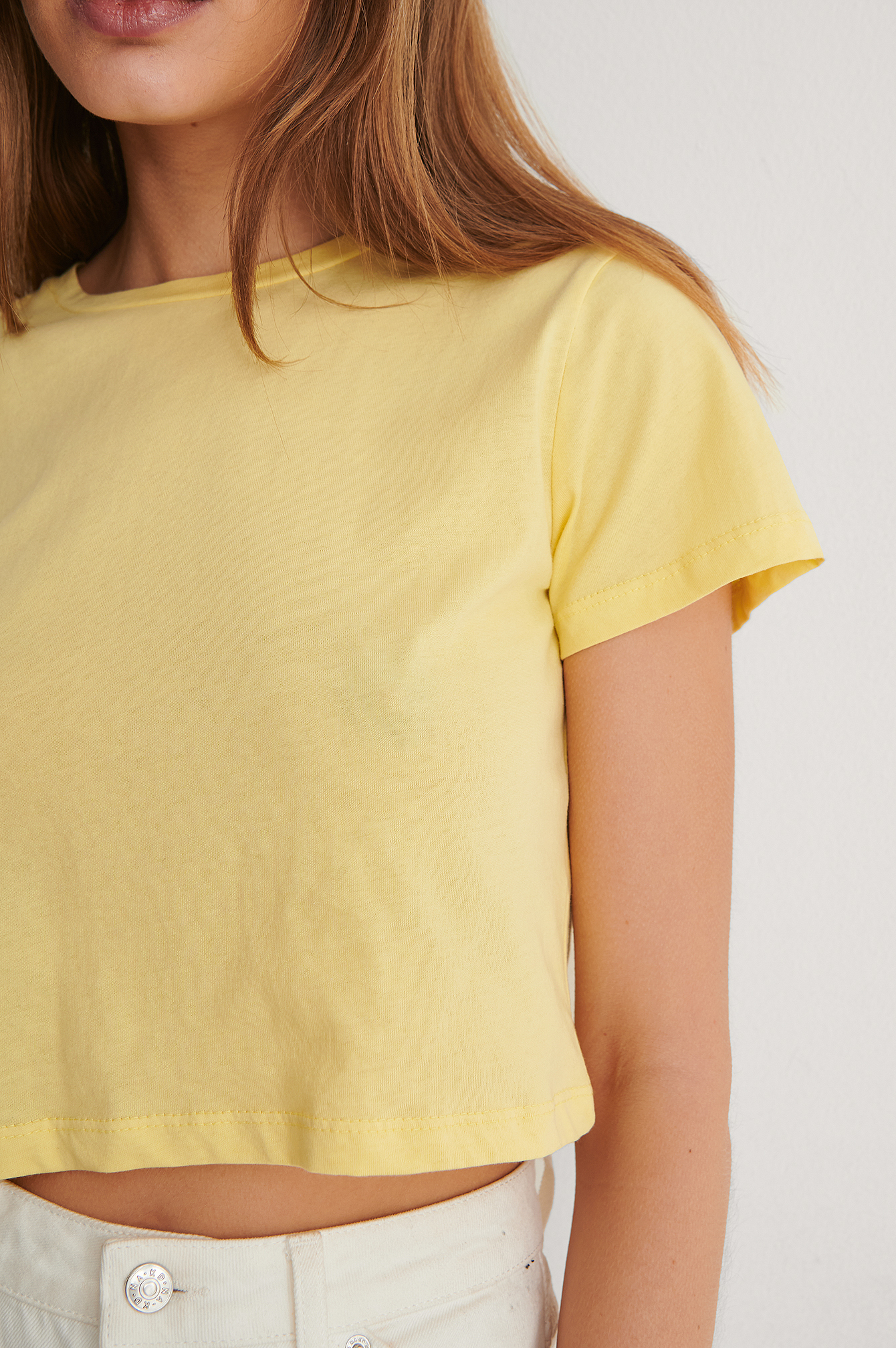 yellow crop top t shirt
