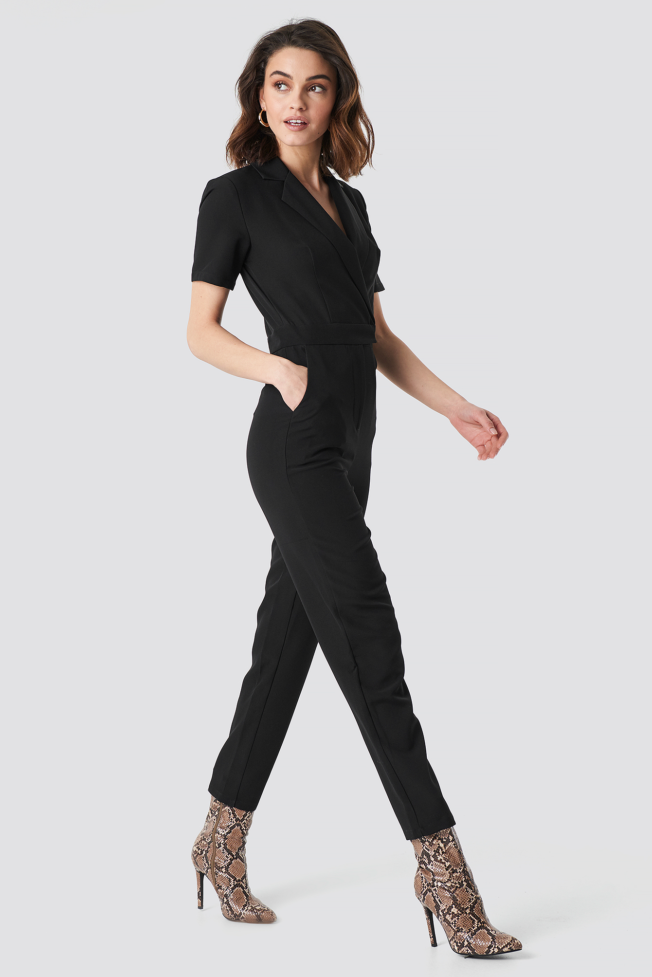 black collared jumpsuit